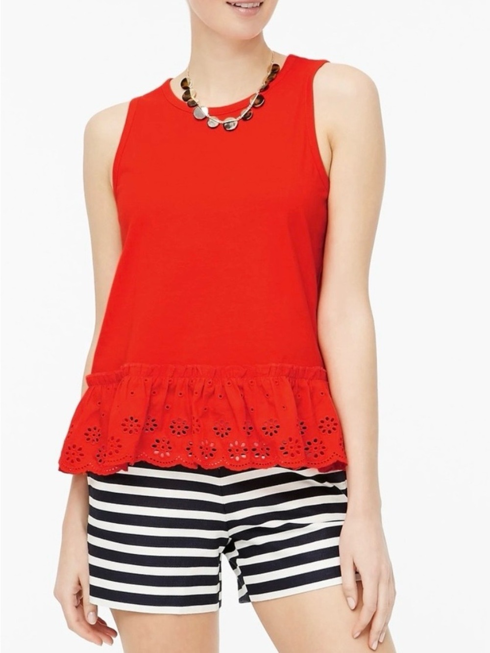 J.Crew Eyelet Hem Top size L